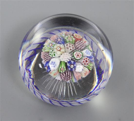 A Baccarat mushroom millefiori glass paperweight, 19th century diameter 7cm